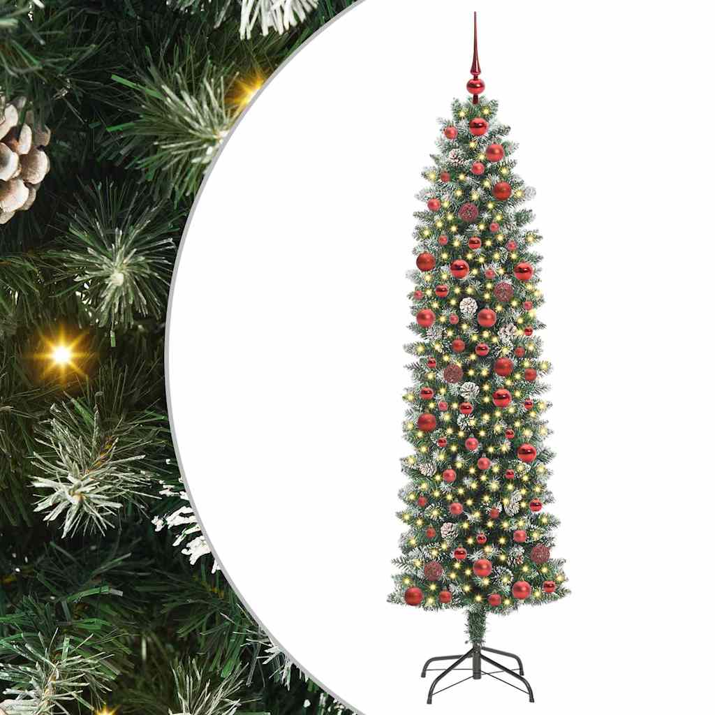 Künstlicher Schlanker Weihnachtsbaum Mit 150 Leds Grün