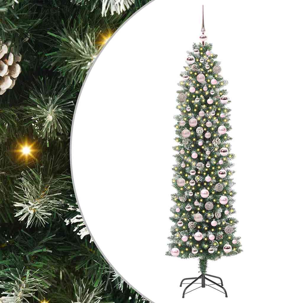 Künstlicher Schlanker Weihnachtsbaum Mit 150 Leds Grün