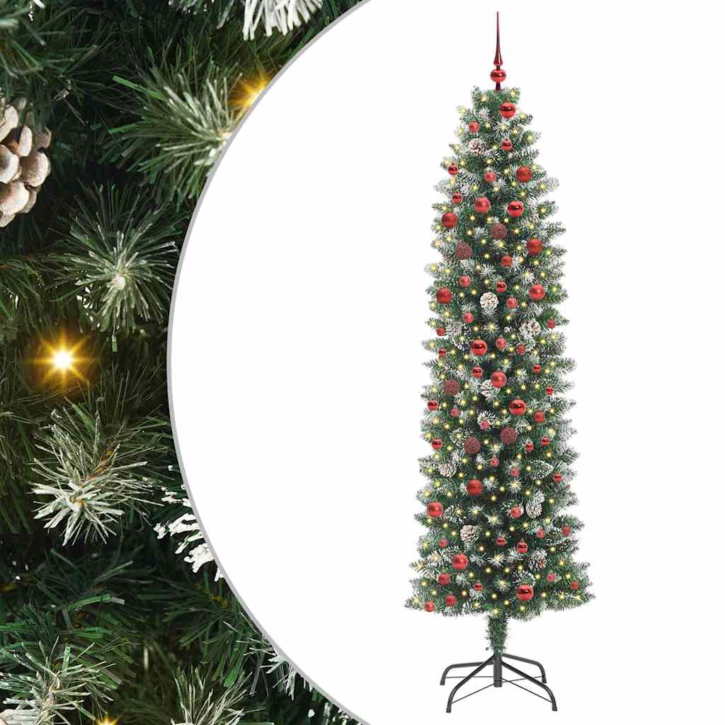 Künstlicher Schlanker Weihnachtsbaum Mit 150 Leds Grün