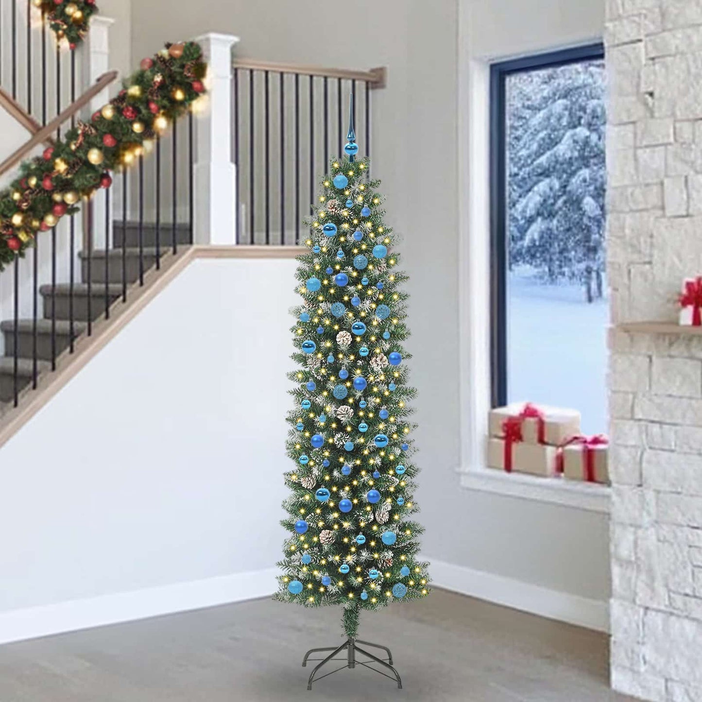 Künstlicher Weihnachtsbaum Mit Ständer Schlank Pvc