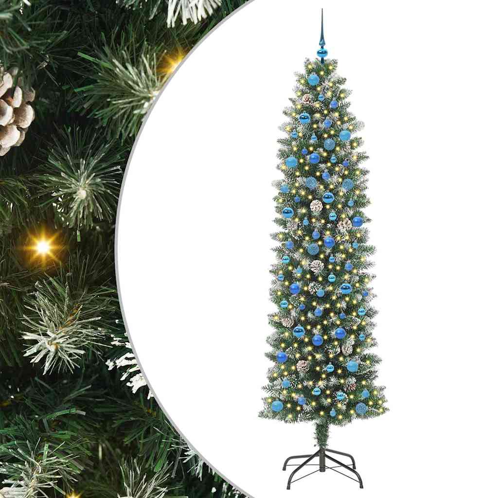 Künstlicher Schlanker Weihnachtsbaum Mit 150 Leds Grün