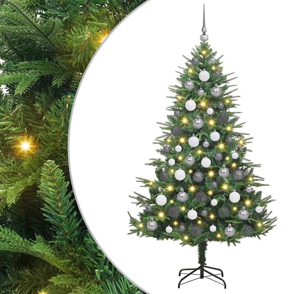 Künstlicher Vorbeleuchteter Weihnachtsbaum Mit Kugelset Grün