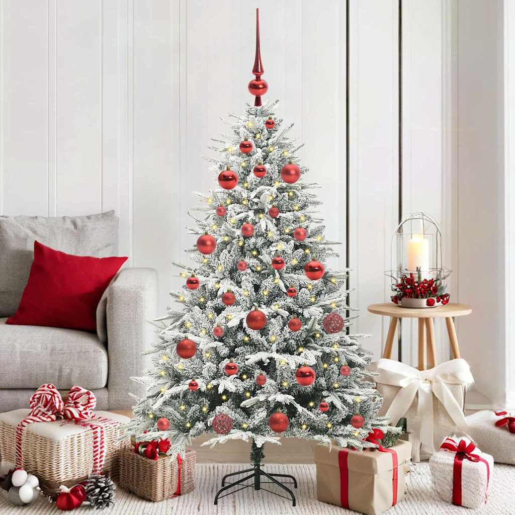 Künstlicher Vorbeleuchteter Weihnachtsbaum Mit Kugelset Grün