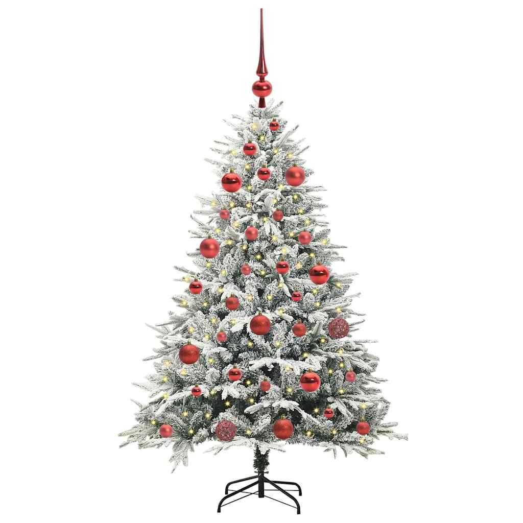 Künstlicher Vorbeleuchteter Weihnachtsbaum Mit Kugelset Grün