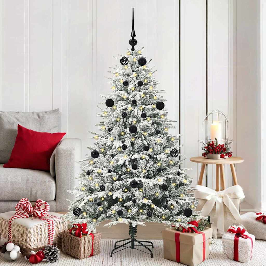 Künstlicher Vorbeleuchteter Weihnachtsbaum Mit Kugelset Grün
