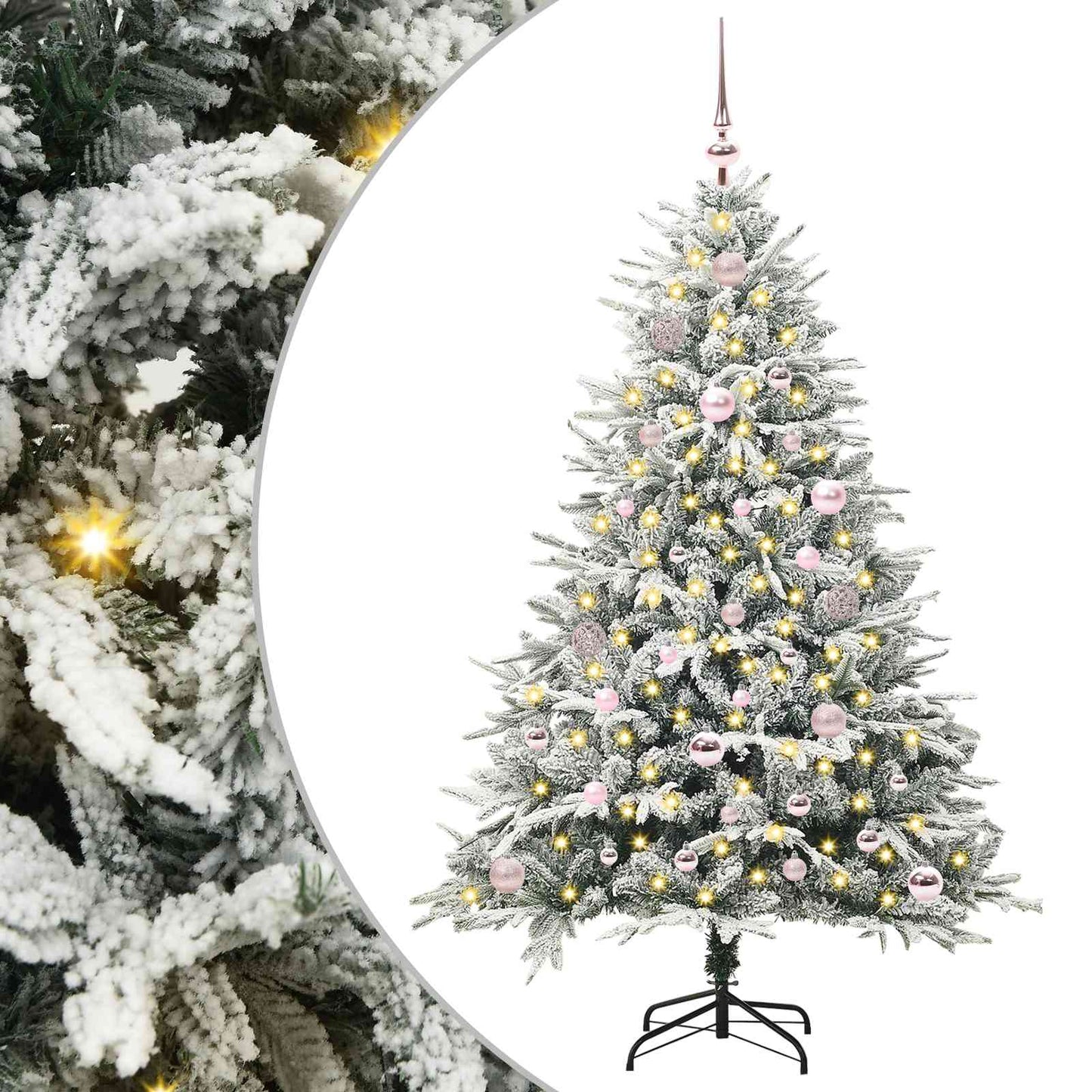 Künstlicher Vorbeleuchteter Weihnachtsbaum Mit Kugelset Grün