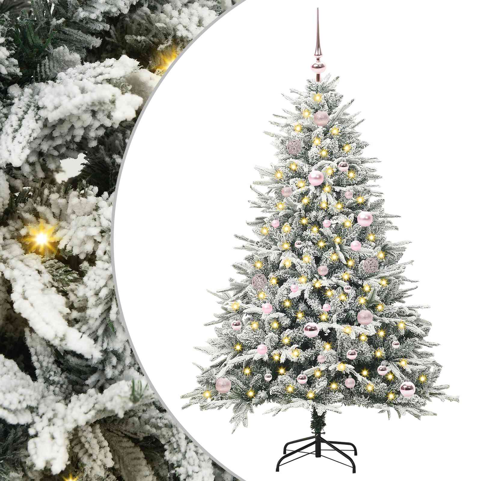 Künstlicher Vorbeleuchteter Weihnachtsbaum Mit Kugelset Grün