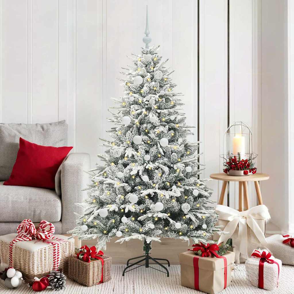 Künstlicher Vorbeleuchteter Weihnachtsbaum Mit Kugelset Grün