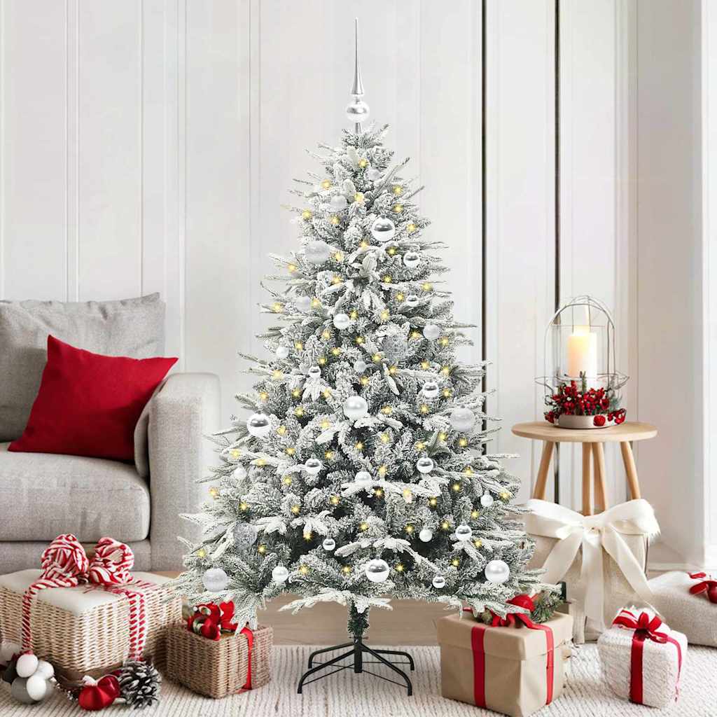 Künstlicher Vorbeleuchteter Weihnachtsbaum Mit Kugelset Grün