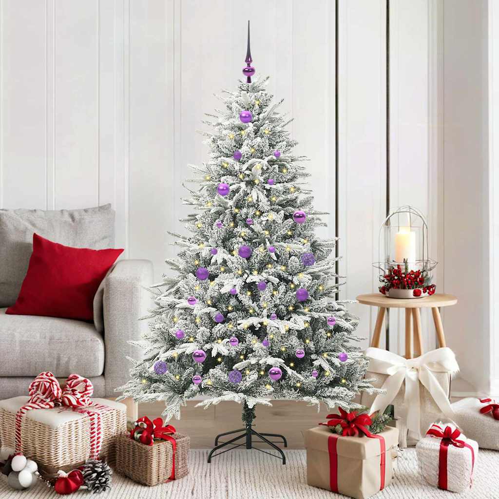 Künstlicher Vorbeleuchteter Weihnachtsbaum Mit Kugelset Grün