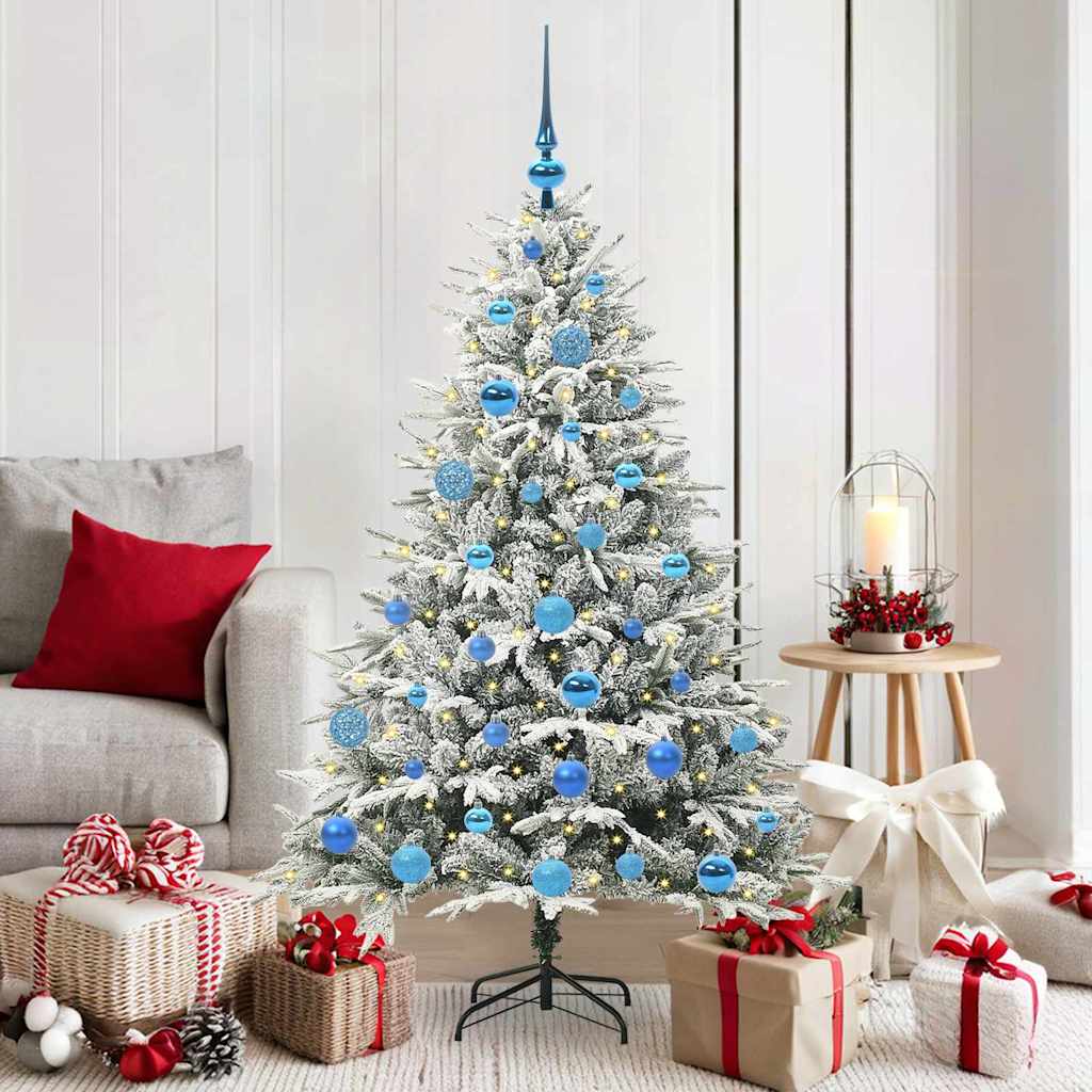 Künstlicher Vorbeleuchteter Weihnachtsbaum Mit Kugelset Grün