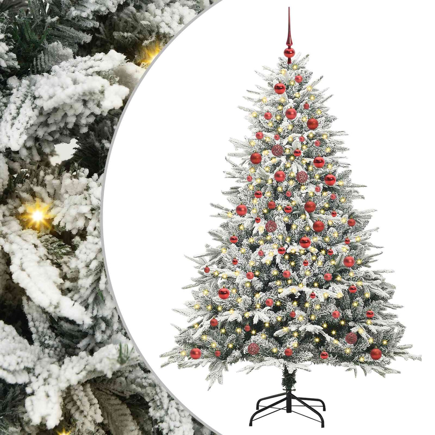 Künstlicher Vorbeleuchteter Weihnachtsbaum Mit Kugelset Grün