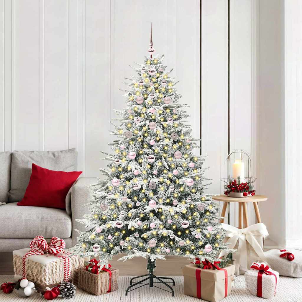 Künstlicher Vorbeleuchteter Weihnachtsbaum Mit Kugelset Grün