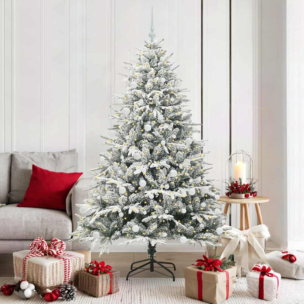 Künstlicher Vorbeleuchteter Weihnachtsbaum Mit Kugelset Grün