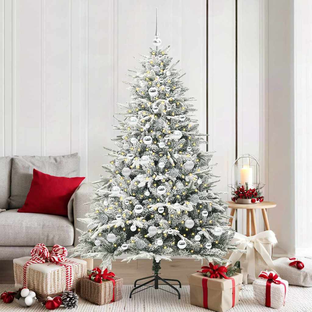 Künstlicher Vorbeleuchteter Weihnachtsbaum Mit Kugelset Grün