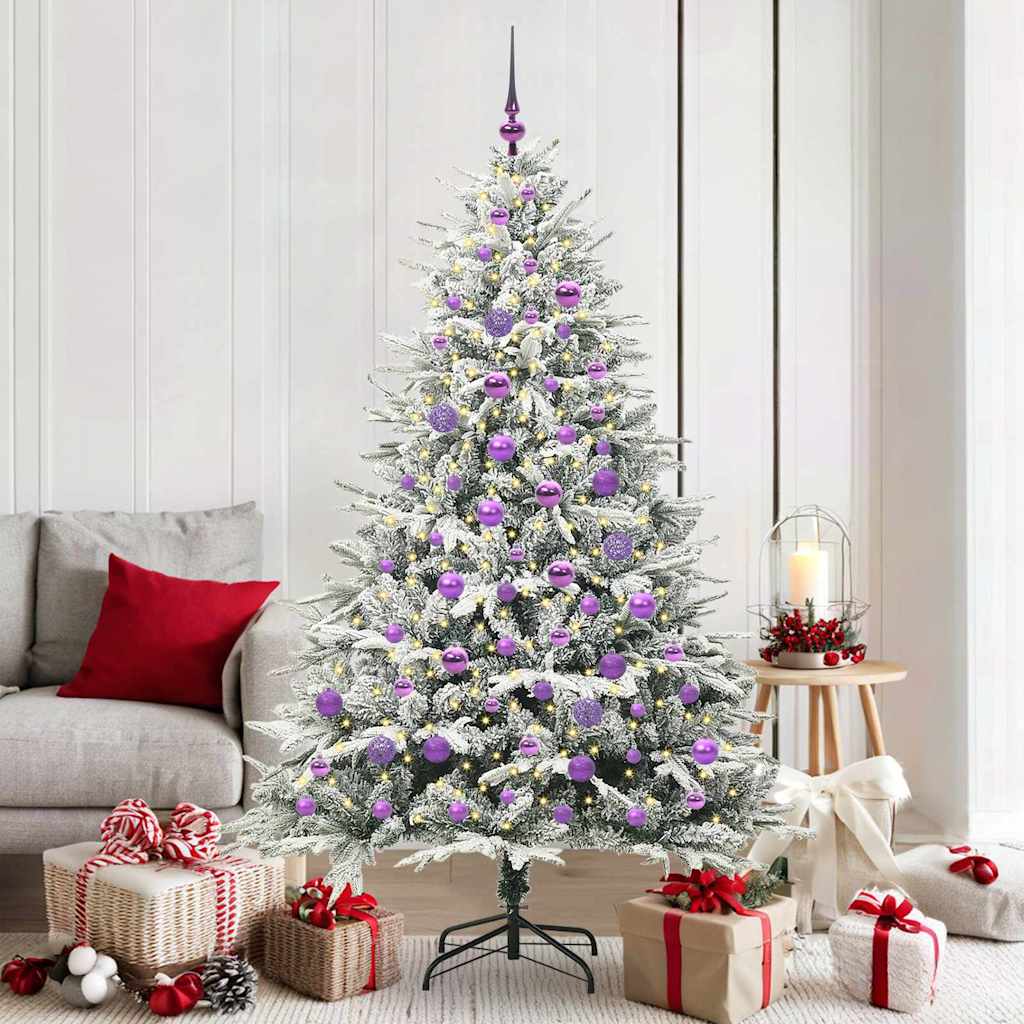 Künstlicher Vorbeleuchteter Weihnachtsbaum Mit Kugelset Grün