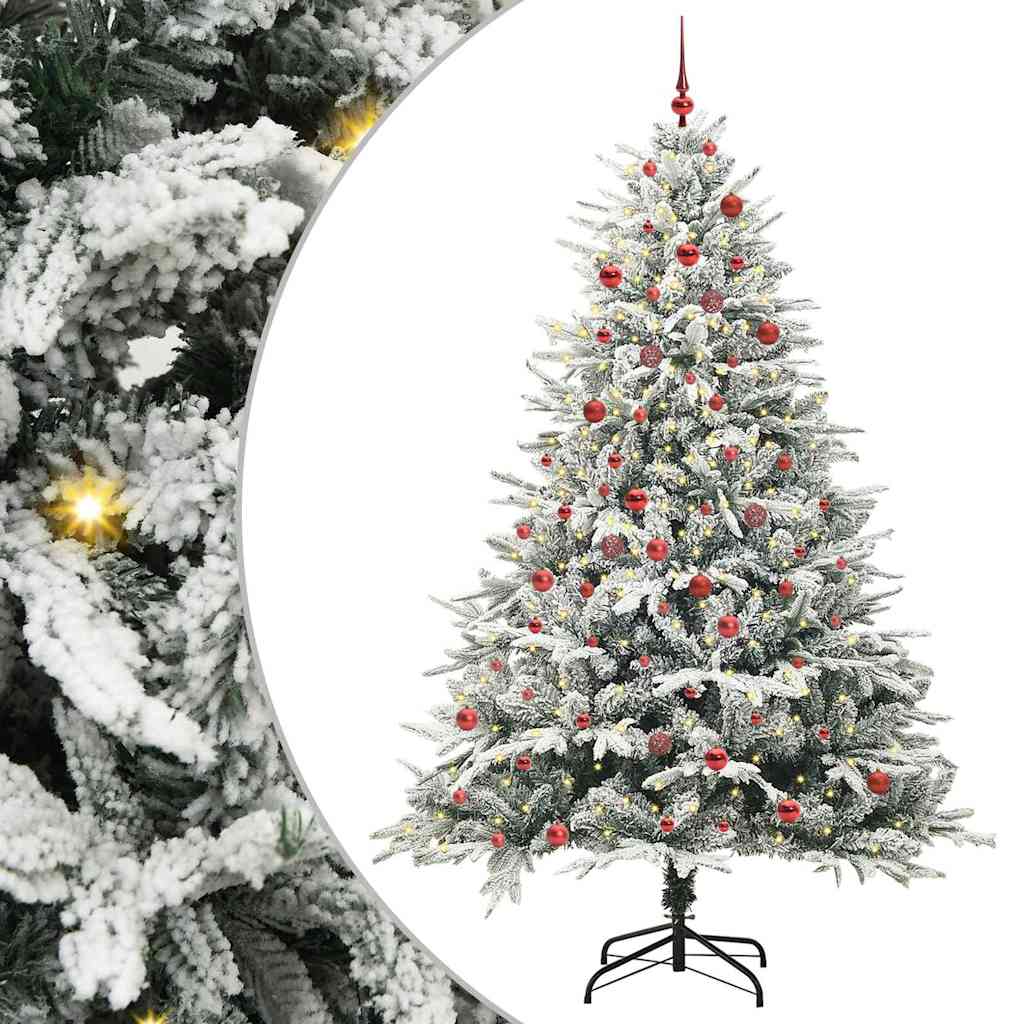 Künstlicher Vorbeleuchteter Weihnachtsbaum Mit Kugelset Grün