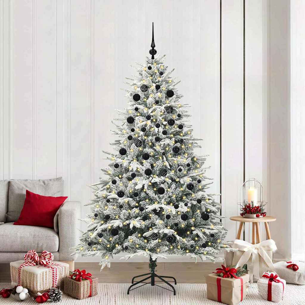 Künstlicher Vorbeleuchteter Weihnachtsbaum Mit Kugelset Grün