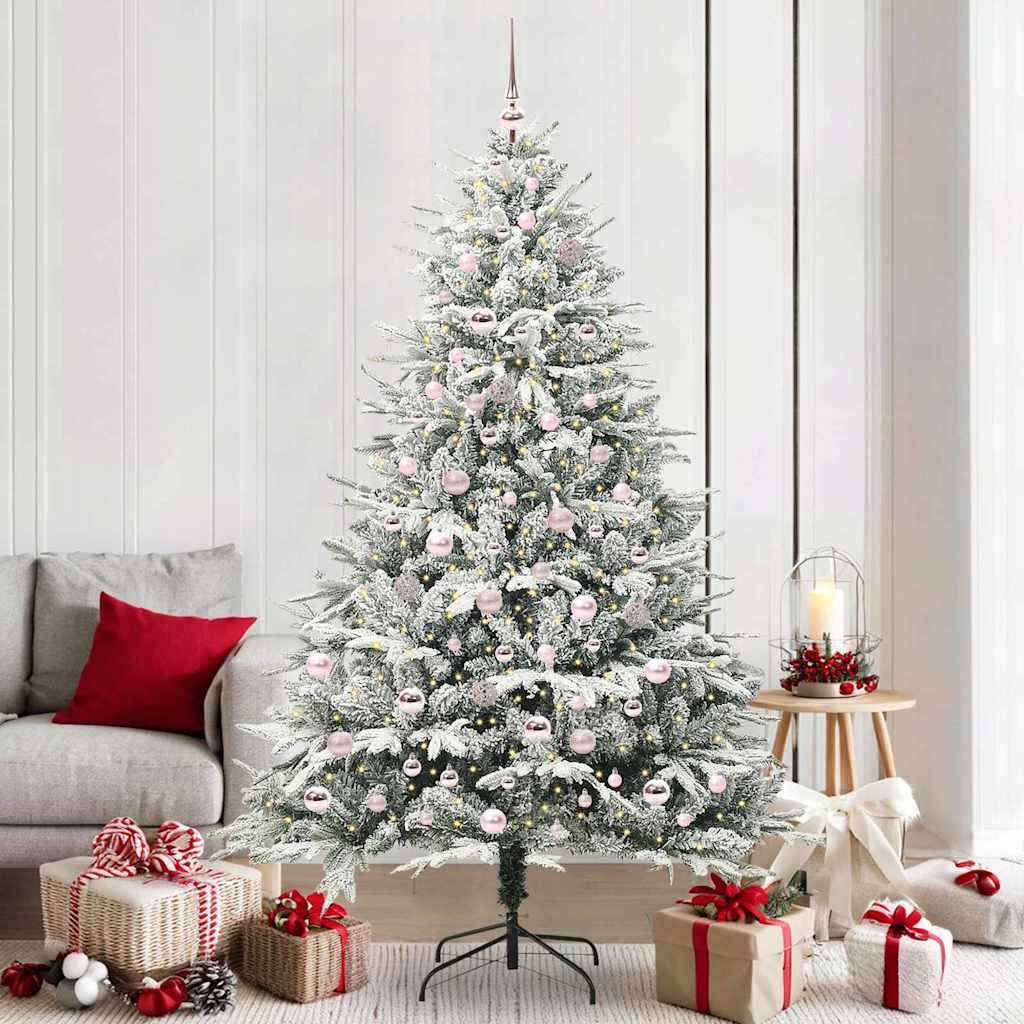 Künstlicher Vorbeleuchteter Weihnachtsbaum Mit Kugelset Grün