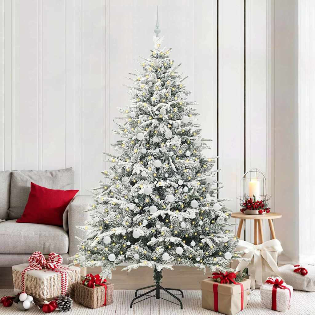 Künstlicher Vorbeleuchteter Weihnachtsbaum Mit Kugelset Grün