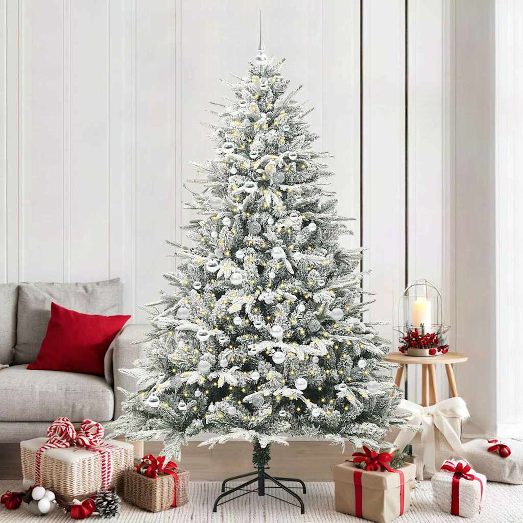 Künstlicher Vorbeleuchteter Weihnachtsbaum Mit Kugelset Grün