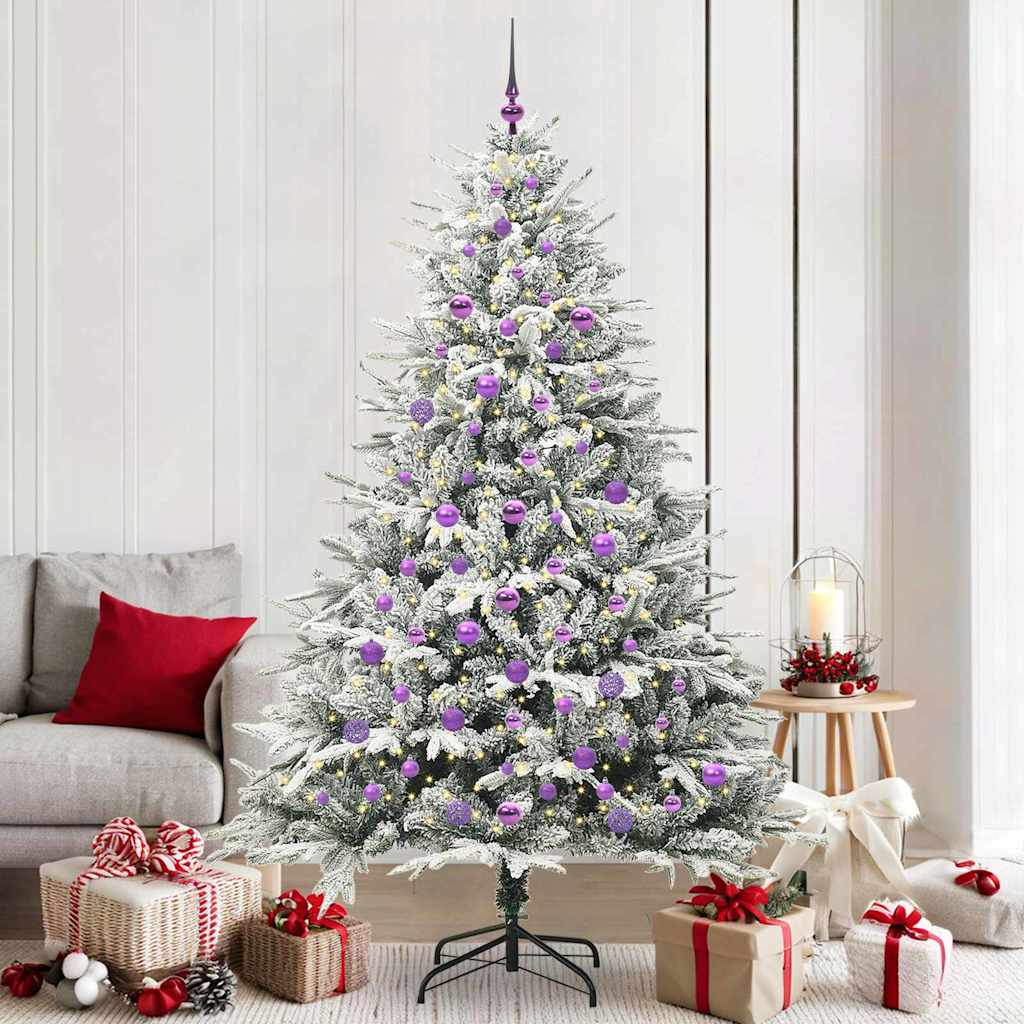 Künstlicher Vorbeleuchteter Weihnachtsbaum Mit Kugelset Grün