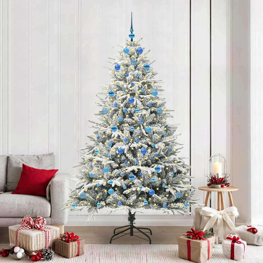 Künstlicher Vorbeleuchteter Weihnachtsbaum Mit Kugelset Grün
