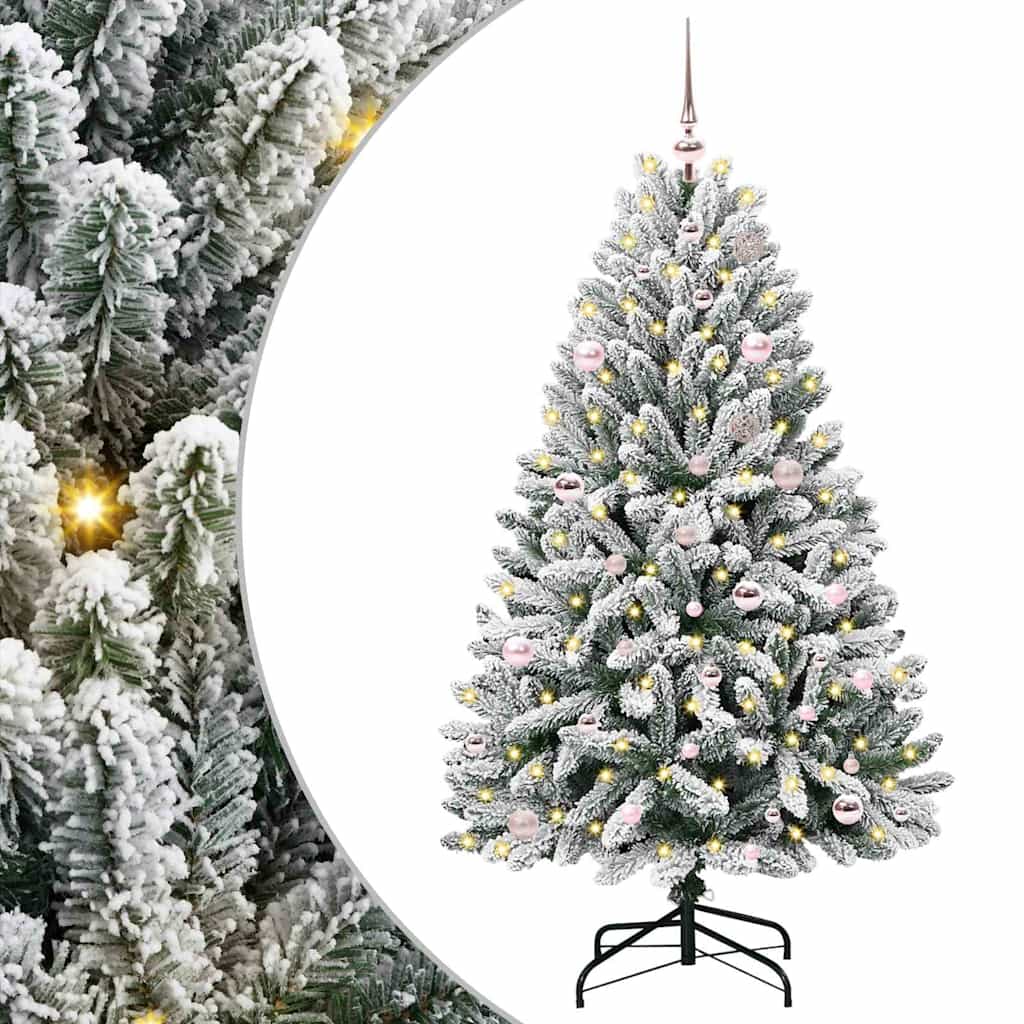 Künstlicher Weihnachtsbaum Klappbar Mit Schnee 300 Leds Grün Und Weiß