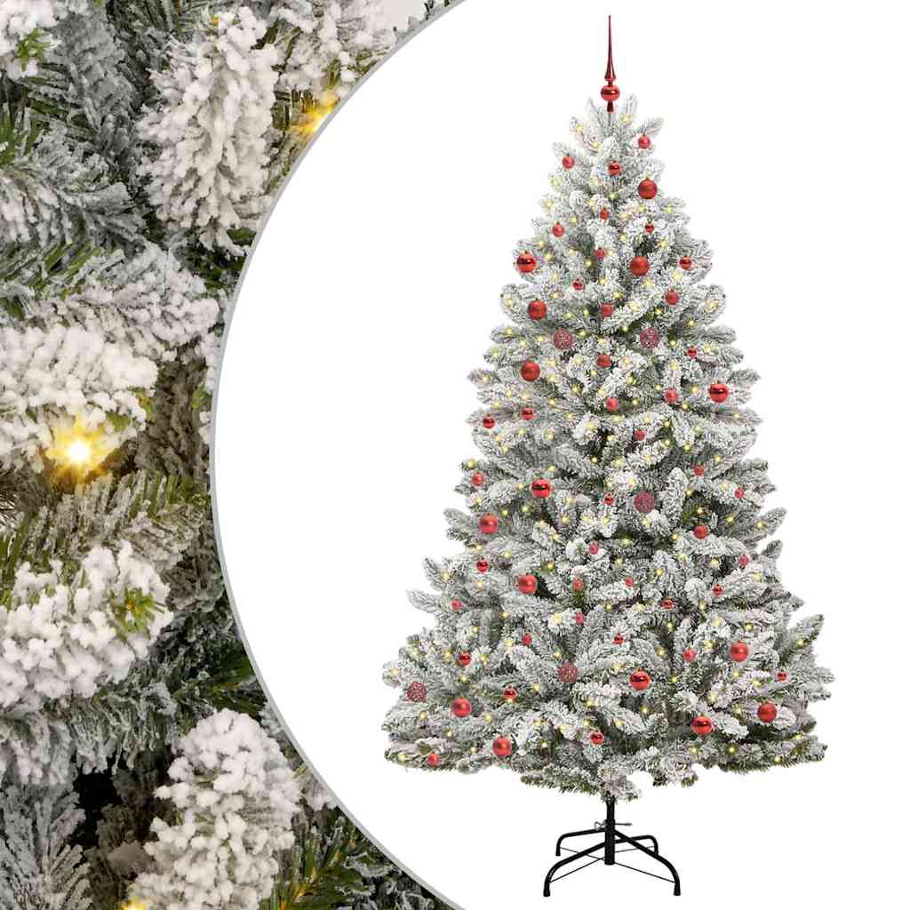Künstlicher Weihnachtsbaum Klappbar Mit Schnee 300 Leds Grün Und Weiß