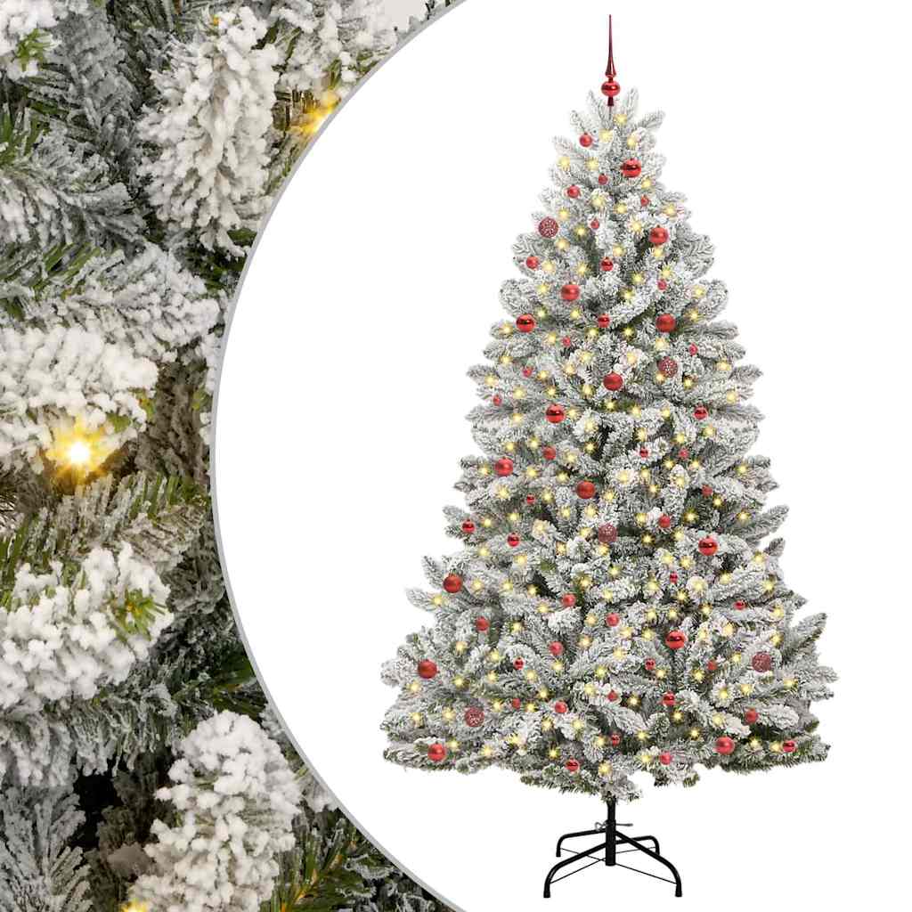 Künstlicher Weihnachtsbaum Klappbar Mit Schnee 300 Leds Grün Und Weiß