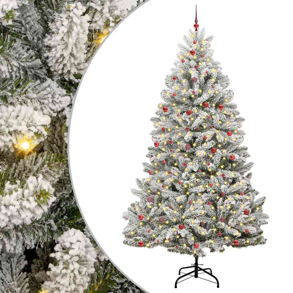 Künstlicher Weihnachtsbaum Klappbar Mit Schnee 300 Leds Grün Und Weiß