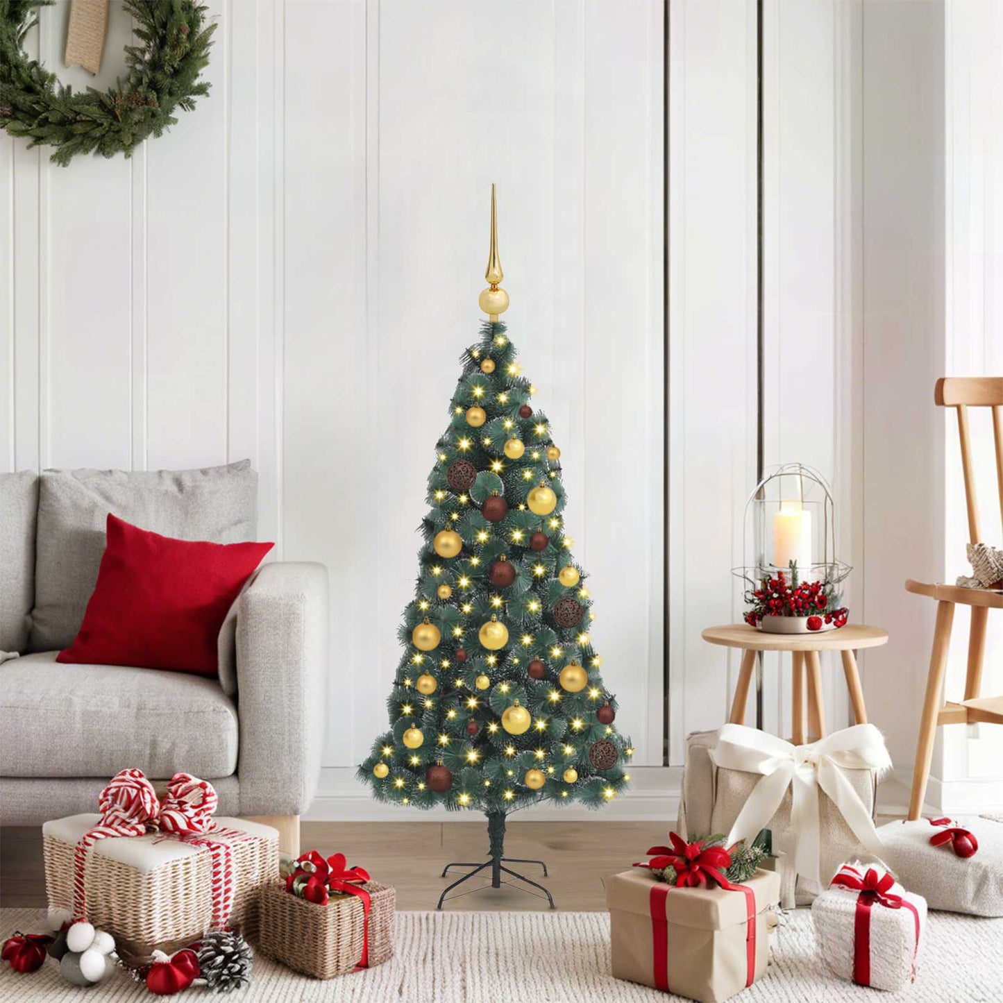 Künstlicher Vorbeleuchteter Weihnachtsbaum Grün Pet