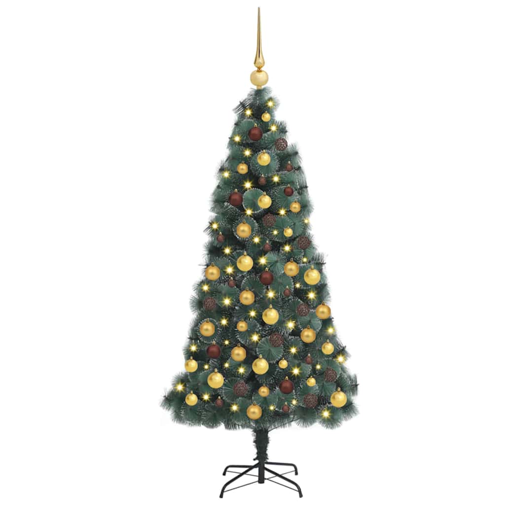 Künstlicher Beleuchteter Weihnachtsbaum Mit Kugel-Set 120 Cm