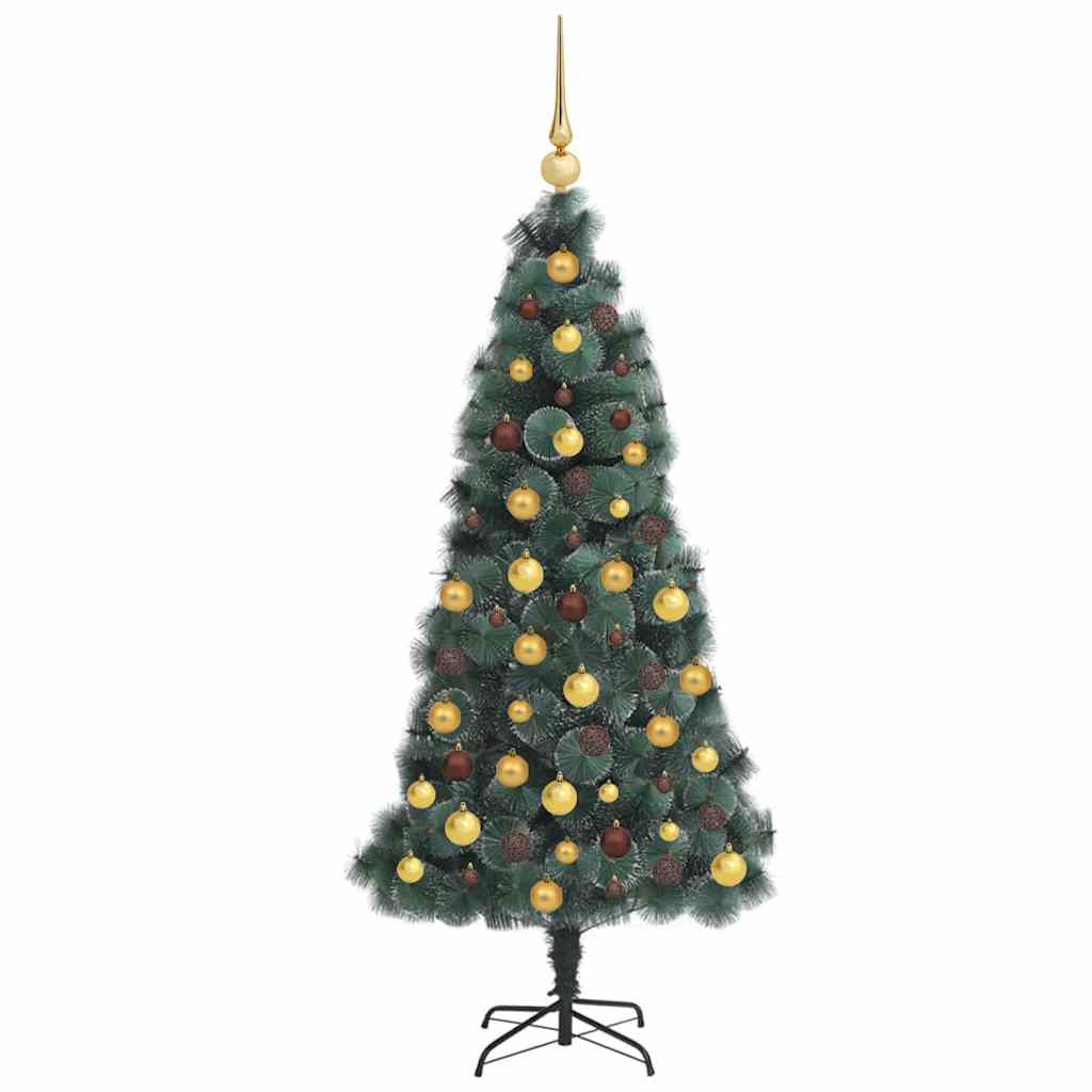 Künstlicher Beleuchteter Weihnachtsbaum Mit Kugel-Set 120 Cm