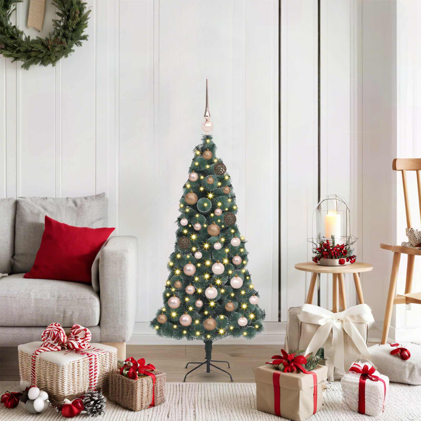 Künstlicher Vorbeleuchteter Weihnachtsbaum Grün Pet