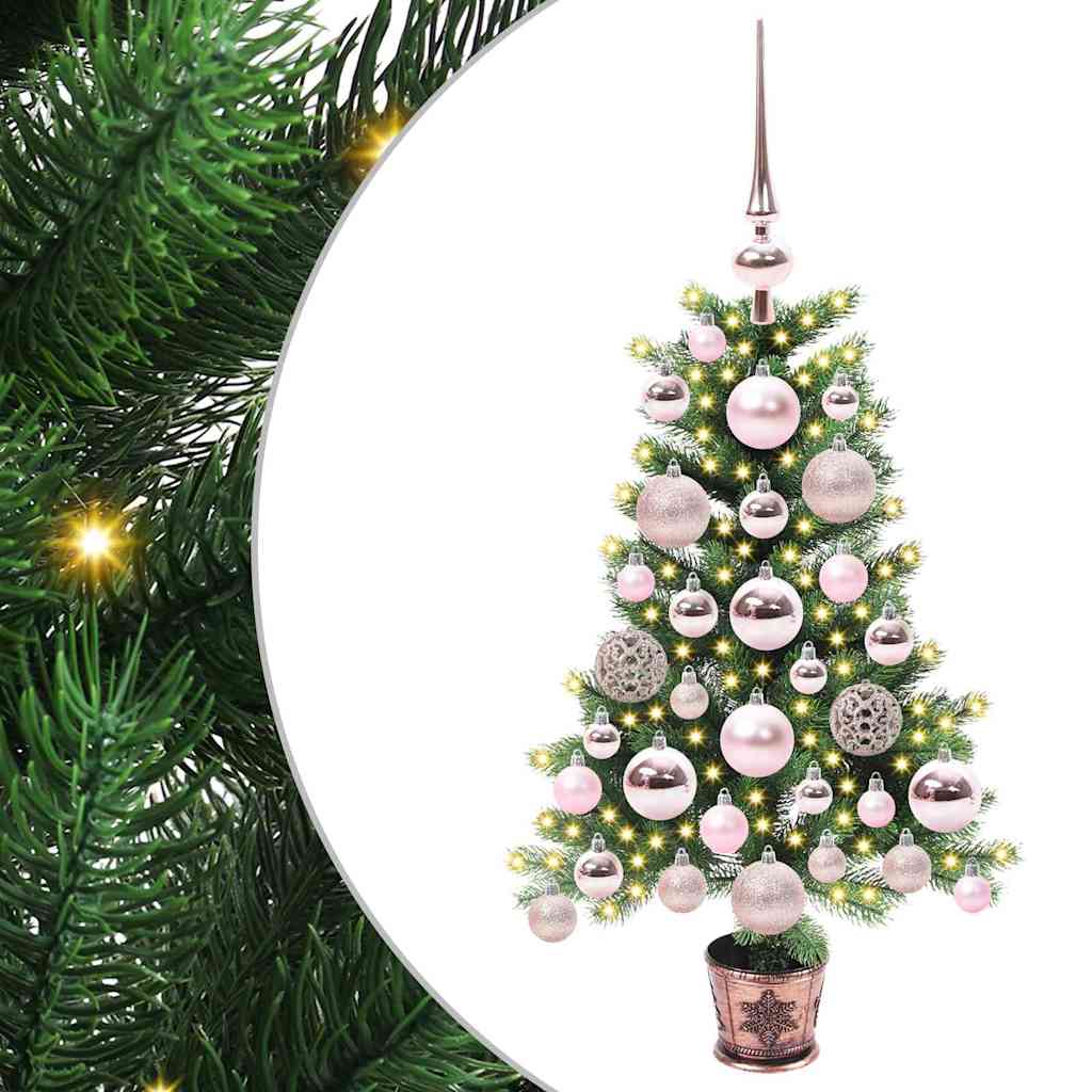 Künstlicher Weihnachtsbaum Mit Beleuchtung & Kugeln 150 Cm Grün Gold