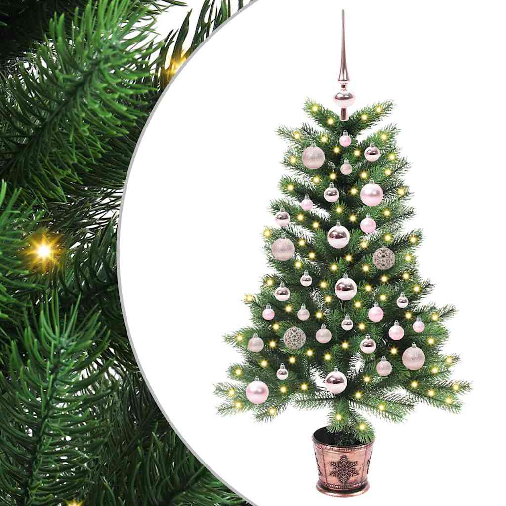 Künstlicher Weihnachtsbaum Mit Beleuchtung & Kugeln 150 Cm Grün Gold