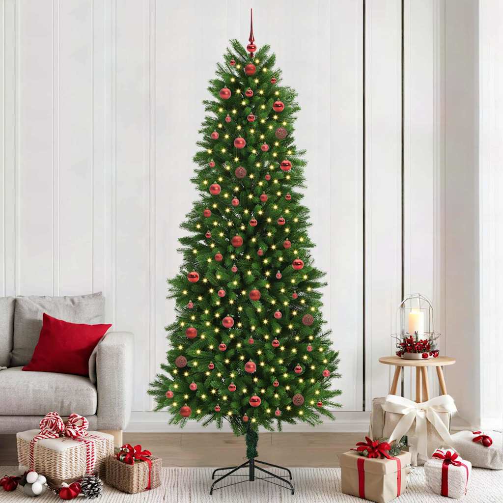 Künstlicher Weihnachtsbaum Mit Beleuchtung & Kugeln 150 Cm Grün Gold