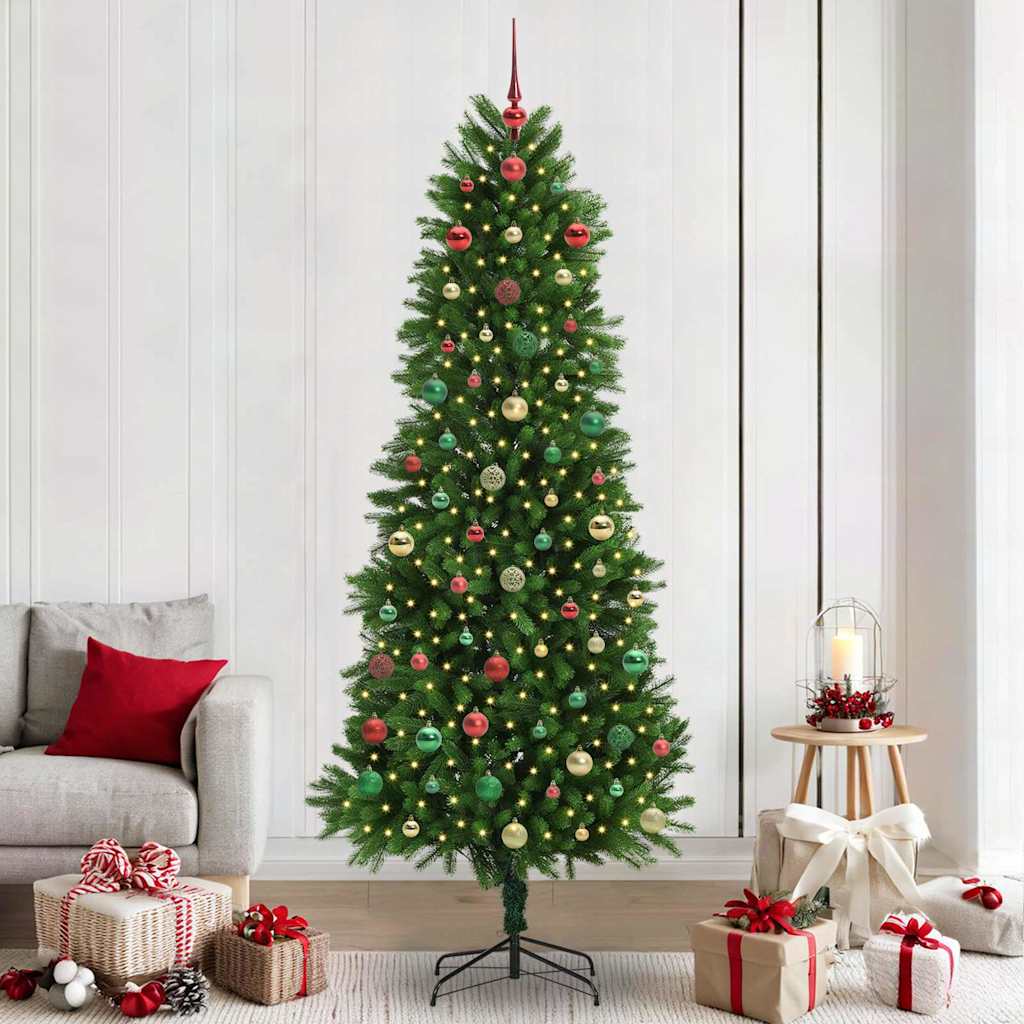 Künstlicher Weihnachtsbaum Mit Beleuchtung & Kugeln 150 Cm Grün Gold