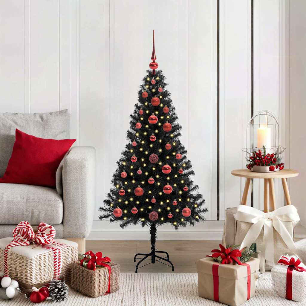 Weihnachtsbaum Mit 300 Leds Mit Ständer Pvc Schwarz