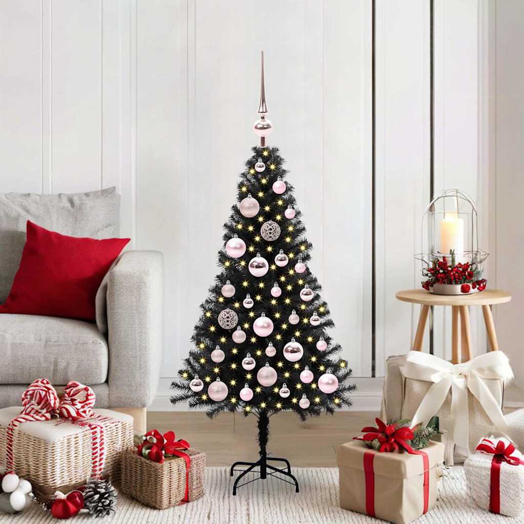 Weihnachtsbaum Mit 300 Leds Mit Ständer Pvc Schwarz