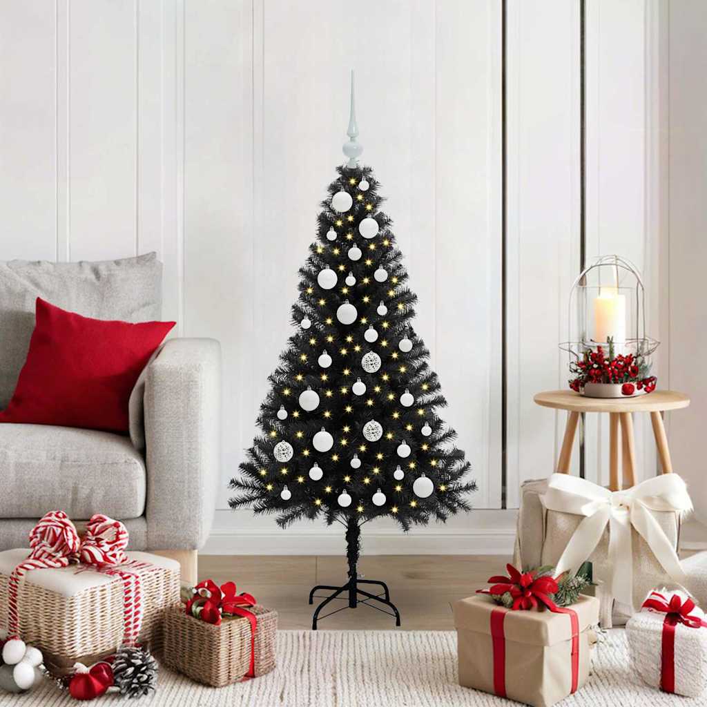 Weihnachtsbaum Mit 300 Leds Mit Ständer Pvc Schwarz