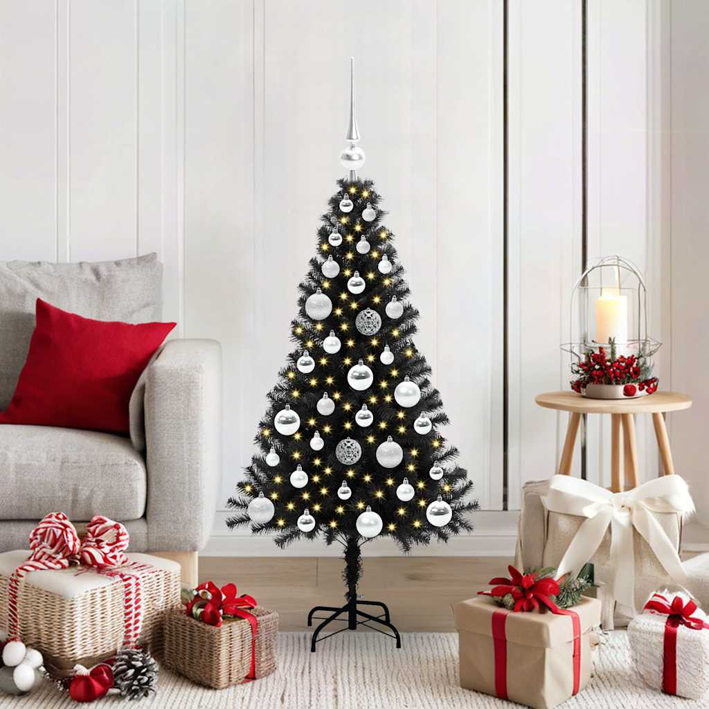 Weihnachtsbaum Mit 300 Leds Mit Ständer Pvc Schwarz