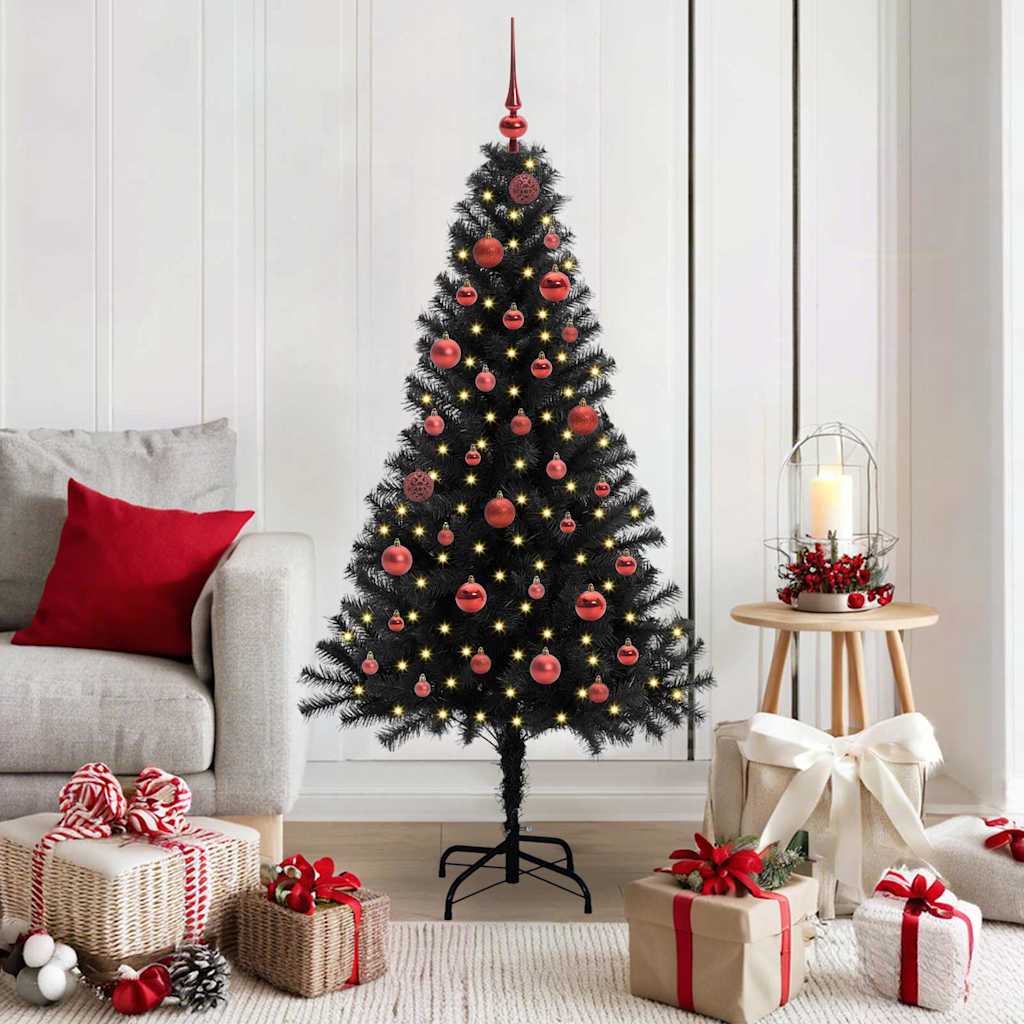 Weihnachtsbaum Mit 300 Leds Mit Ständer Pvc Schwarz