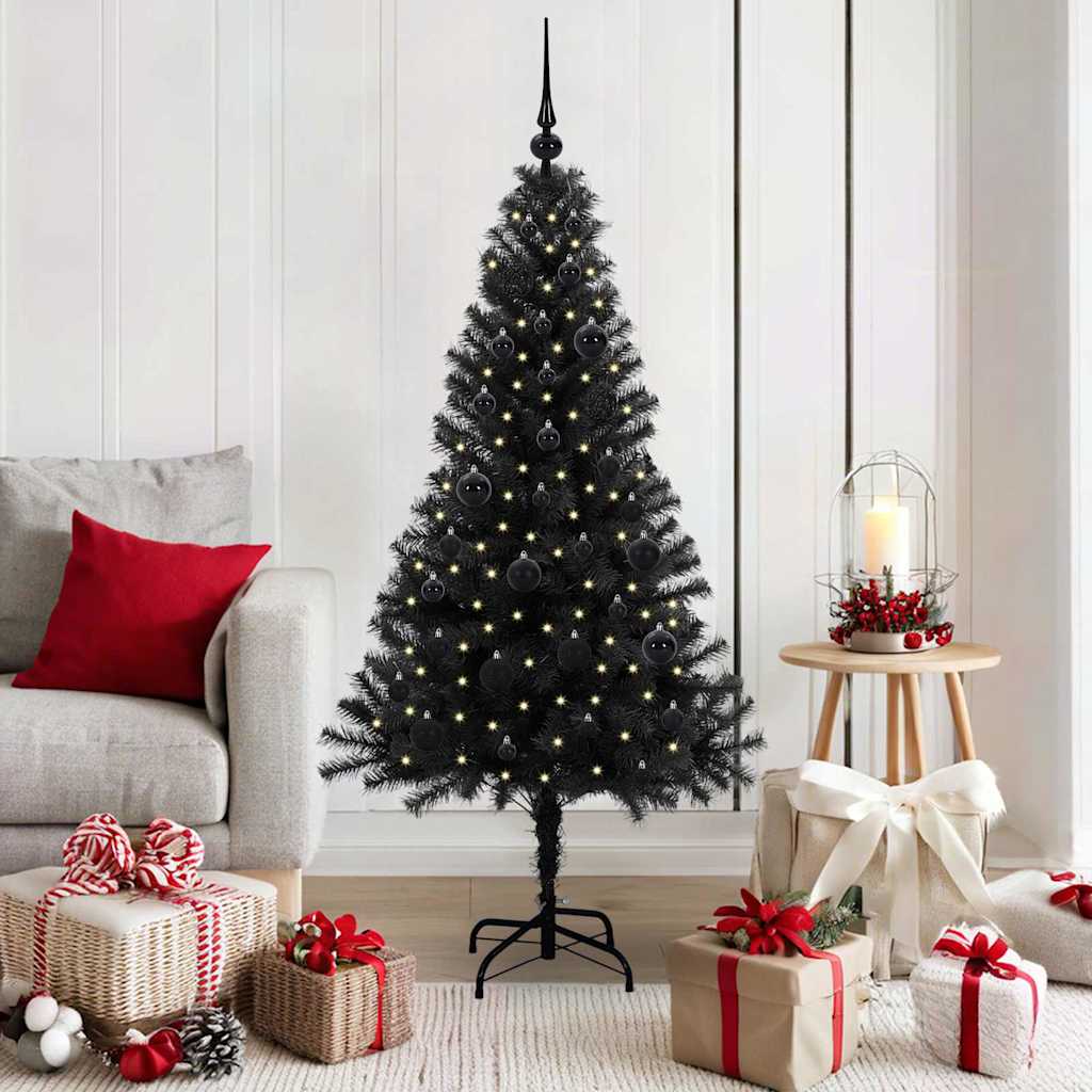 Weihnachtsbaum Mit 300 Leds Mit Ständer Pvc Schwarz