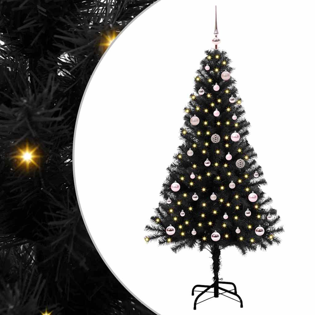 Weihnachtsbaum Mit 300 Leds Mit Ständer Pvc Schwarz
