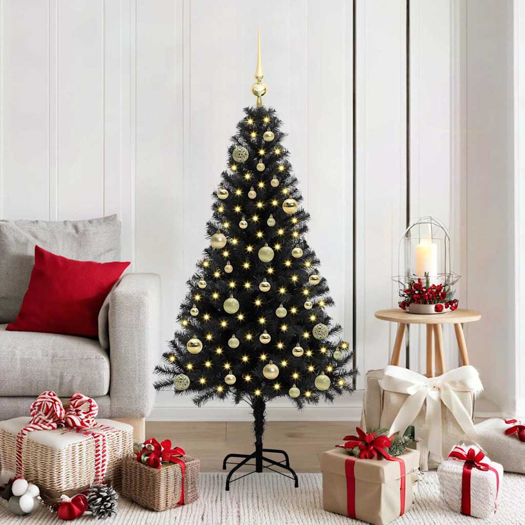 Weihnachtsbaum Mit 300 Leds Mit Ständer Pvc Schwarz