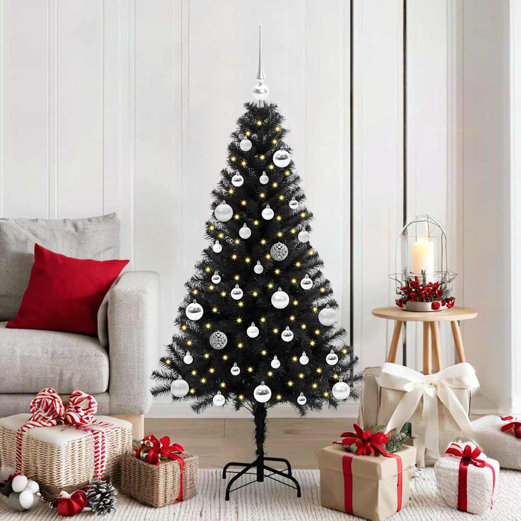 Weihnachtsbaum Mit 300 Leds Mit Ständer Pvc Schwarz