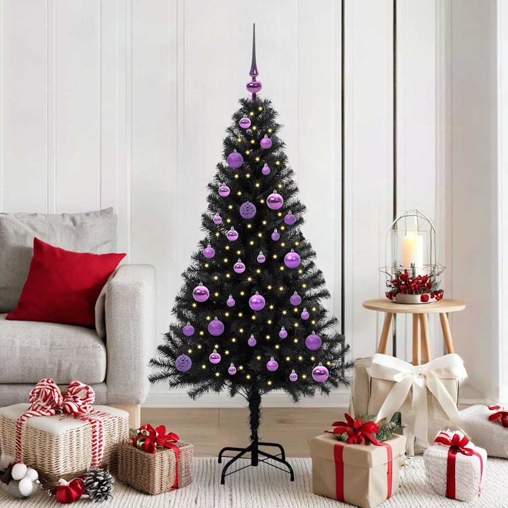 Weihnachtsbaum Mit 300 Leds Mit Ständer Pvc Schwarz