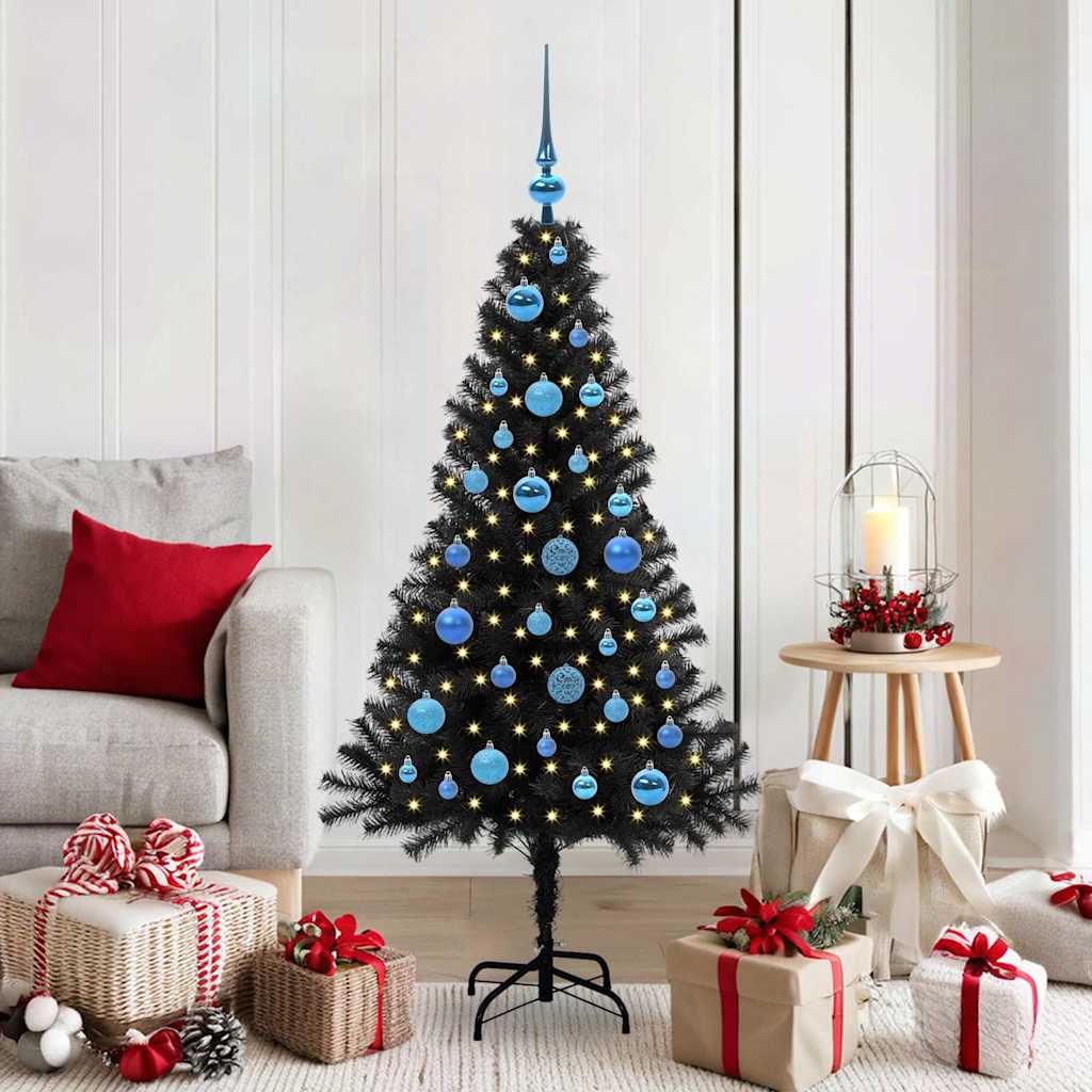 Weihnachtsbaum Mit 300 Leds Mit Ständer Pvc Schwarz